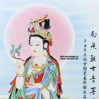 TRANH SỨ KHUNG GỖ – QUAN THẾ ÂM BỒ TÁT